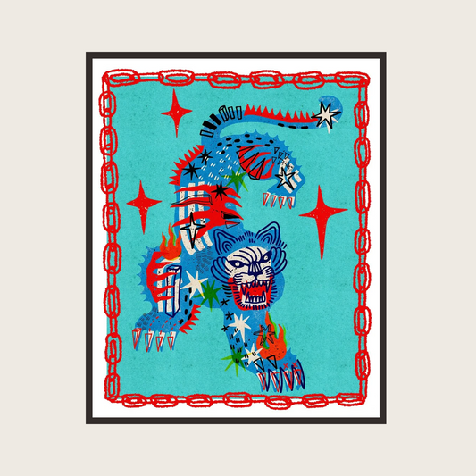 TIGER IN BLUE POSTER